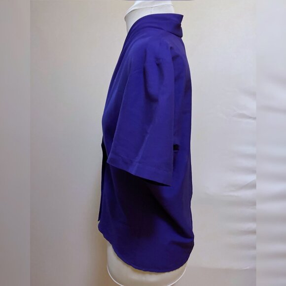 Alexandra deep purple short sleeve drape neck blouse - Picture 4 of 6